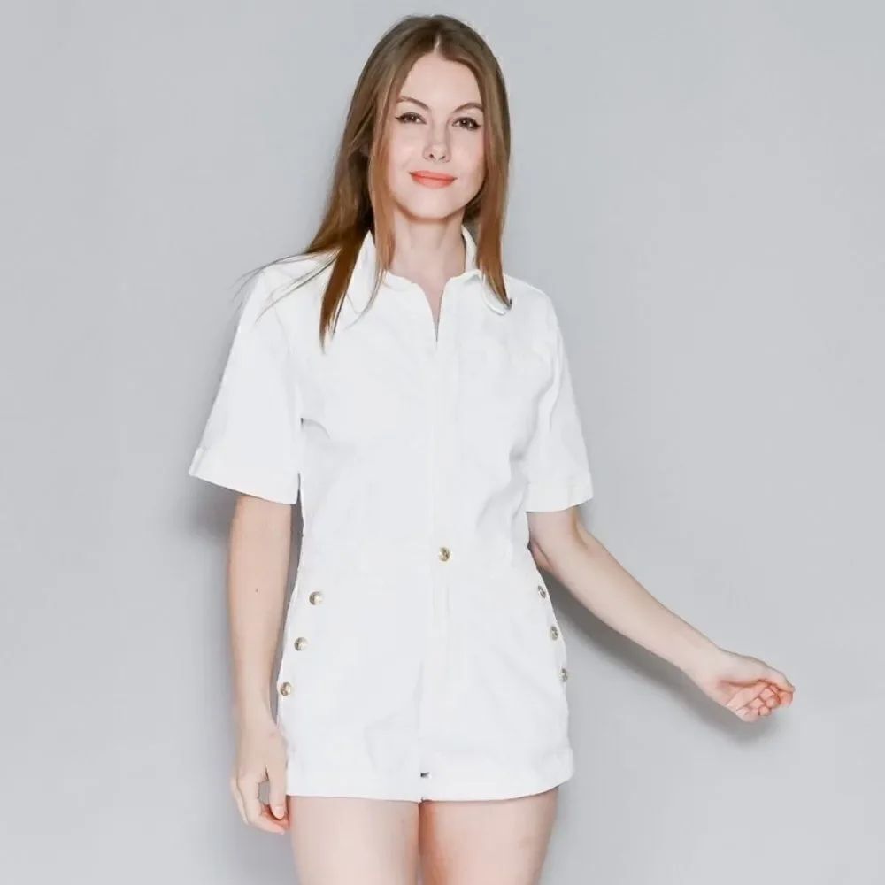 7 For All Mankind Cotton White Romper Size M